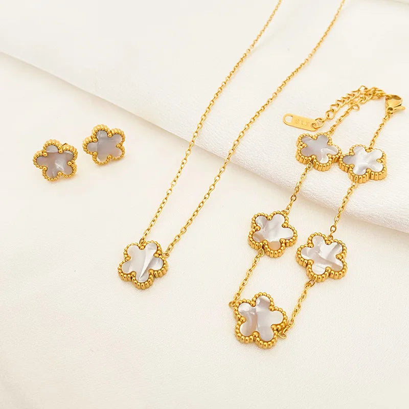 White Gold Clover Set